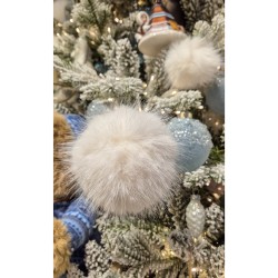 Ramo su stelo - Pelliccia sintetica bianca - 3 palline. n2