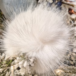 Ramo su stelo - Pelliccia sintetica bianca - 3 palline. n4