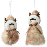 1 Lampada a sospensione Eskimo - Legno di renna e nodo