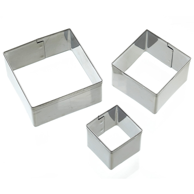3 Mini tagliabiscotti quadrati di dimensioni assortite 