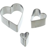 3 Mini tagliabiscotti cuore di dimensioni assortite