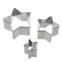 Set di 3 mini tagliabiscotti stelle in metallo