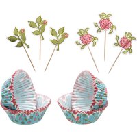 Kit 24 Pirottini e Decorazioni per cupcake Garden Romance