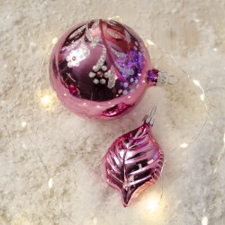 Palla di Natale Petalo di Rosa (6 cm) - Vetro. n3