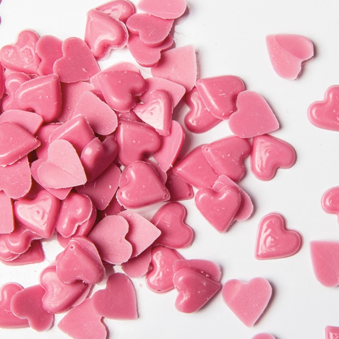 Sacchetto con cuori rosa al cioccolato (50 g) 