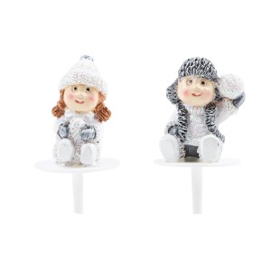 2 Stecchini decorativi Bambini di Natale (3 cm) - Plastica