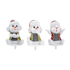 3 Stecchini decorativi Pupazzo di Neve (4 cm) - Plastica