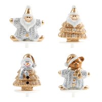 2 Stecchini decorativi Figure di Natale Oro/Argento (3,5 cm) - Plastica