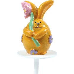 4 Stecchini con coniglietti pasquali colori pastello - Plastica. n4