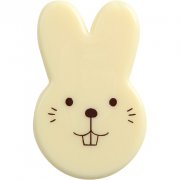 2 Decorazioni piatte con teste di coniglio (4,5 cm) - Cioccolato bianco