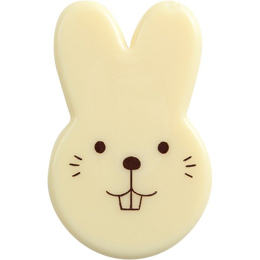 2 Decorazioni piatte con teste di coniglio (4, 5 cm) - Cioccolato bianco 