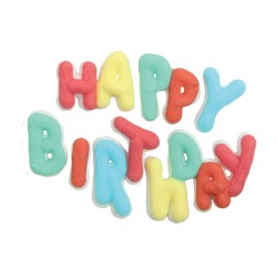 Set Happy Birthday e 4 palloncini in pasta di zucchero. n5