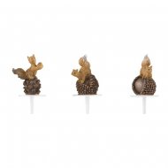 3 Stecchini decorativi Scoiattolo (7 cm) - Plastica