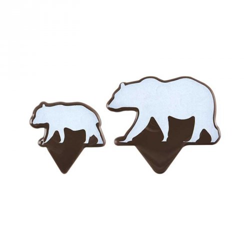 2 Stecchini decorativi Orso Polare (3,5 cm e 5,5 cm) - Cioccolato 