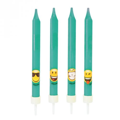 4 Candele Emoji Smiley (10 cm) 