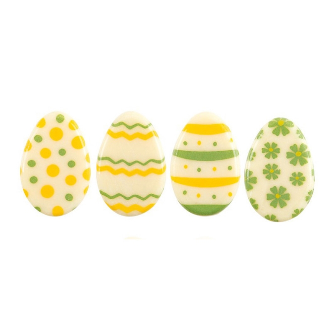 5 Mini uova di Pasqua 2D giallo / verde (3 cm) - Cioccolato bianco 