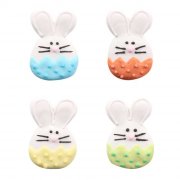 4 Teste di coniglio colorate 2D (4,5 cm) - Pasta di zucchero