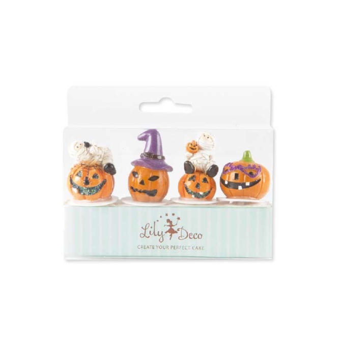 4 Stecchini decorativi Zucca Halloween 