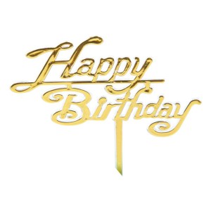 Cake Topper Happy Birthday - Plastica Oro