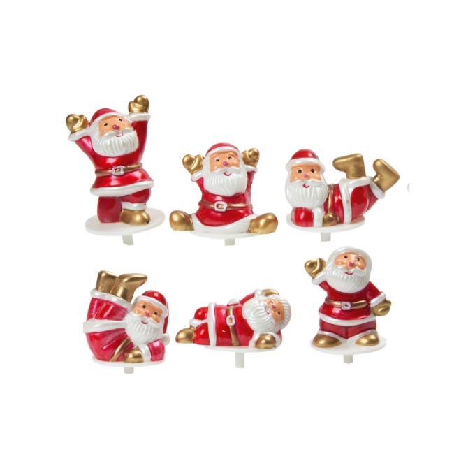 6 Stecchini Babbo Natale (4 cm) - Plastica 