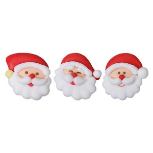 3 Teste di Babbo Natale 2,5 cm - Zucchero