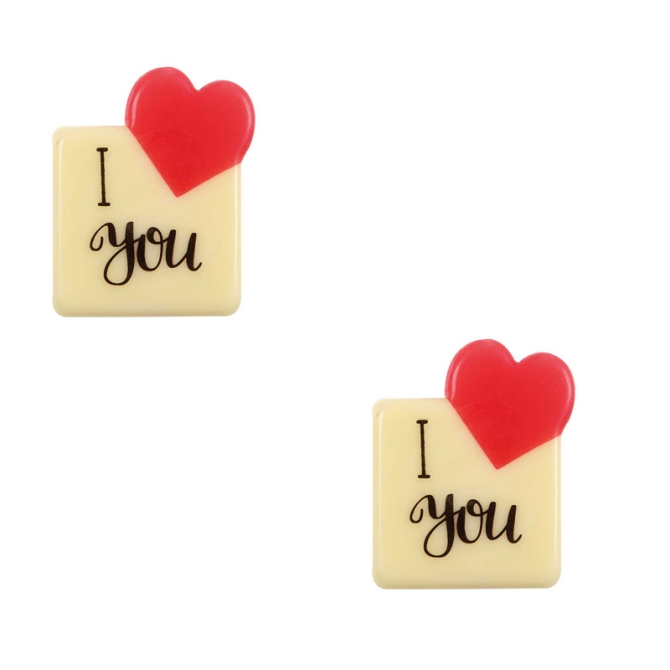 2 Targhette I Love You - Cioccolato Bianco 