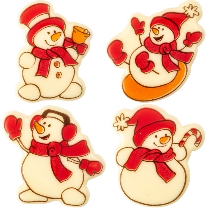 4 pupazzi di neve (4 cm) - Cioccolato bianco 