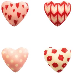 4 Cuori 2D 3 cm - Cioccolato Bianco