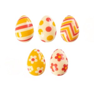 4 Uova 3D Primaverili Piccole (3,8 cm) - Cioccolato Bianco