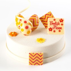4 Uova 3D Primaverili Piccole (3, 8 cm) - Cioccolato Bianco. n1