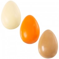 3 Piccole Uova 3D Bianco, Arancione, Marron (3,8 cm) - Cioccolato Bianco