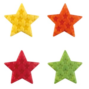 4 Stelle Colorate in Rilievo - Cioccolato Bianco