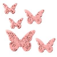 Assortimento di 5 Farfalle Rosa (2,8 cm) - Cioccolato Bianco