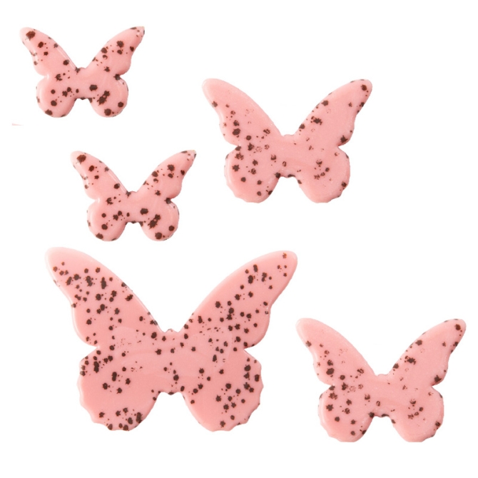 Assortimento di 5 Farfalle Rosa (2, 8 cm) - Cioccolato Bianco 