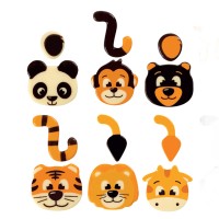 6 Animali della giungla (testa + coda)  4 cm- Cioccolato