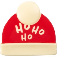 2 Punte Tronco Cappello Natalizio HO-HO-HO 8 cm - Cioccolato Bianco