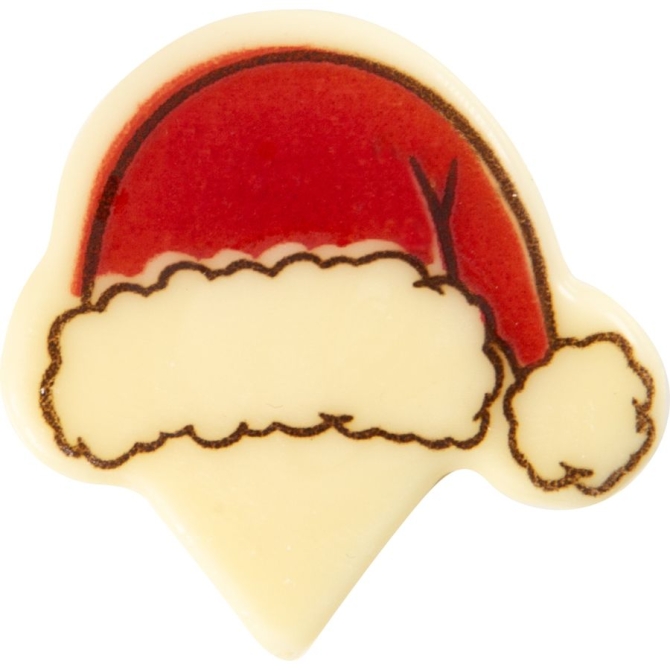 2 plettri per cappelli da Babbo Natale 3, 5 cm - Cioccolato bianco 