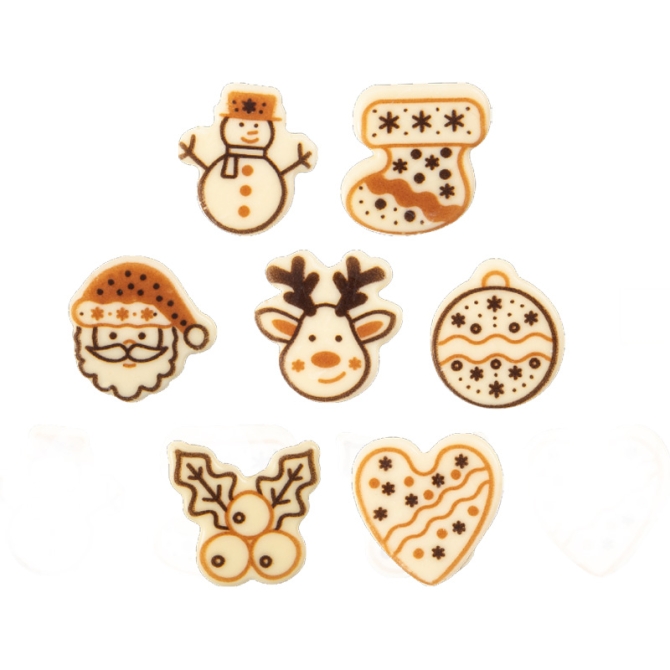 7 decorazioni natalizie (3, 5 cm) - Cioccolato bianco 