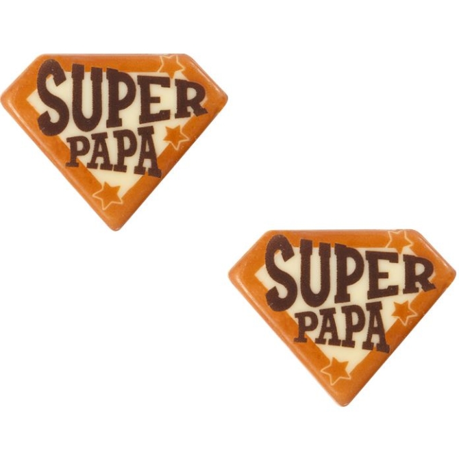 2 decorazioni Super Papa (4, 5 cm) - Cioccolato bianco 