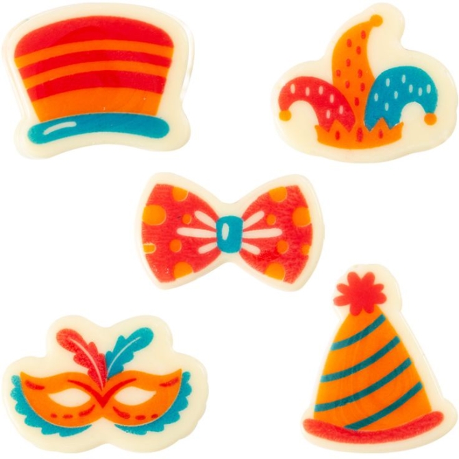 5 Decorazioni di Carnevale (3, 5 cm) - Cioccolato Bianco 