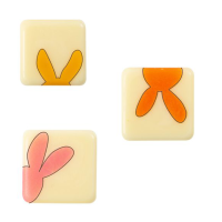3 Mini Quadrati Testa di Coniglio (2 cm) - Cioccolato Bianco