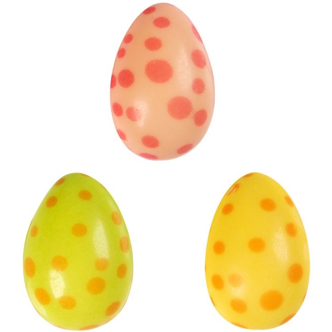 3 uova 3D con pois (3, 8 cm) - cioccolato bianco 