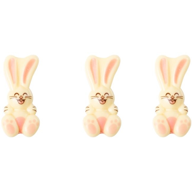 3 Conigli Sorridenti (5 cm) - Cioccolato bianco 