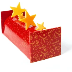 2 Tronchesi Buone Feste Rosso / Oro 9 cm - Cioccolato. n1