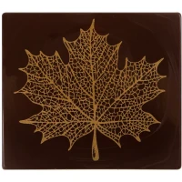 2 Puntali Tronco Foglia Oro 9 cm - Cioccolato