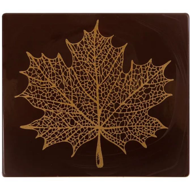 2 Puntali Tronco Foglia Oro 9 cm - Cioccolato 