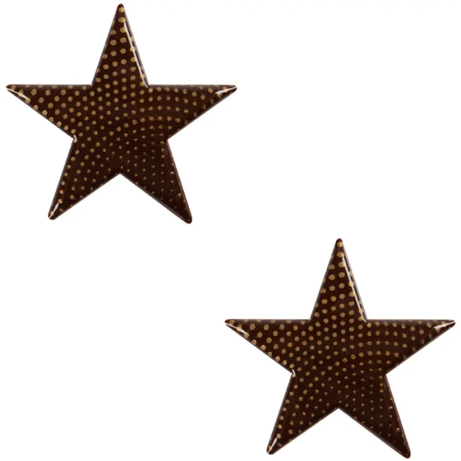 2 Stelle Dorate a Pois (5, 5 cm) - Cioccolato 