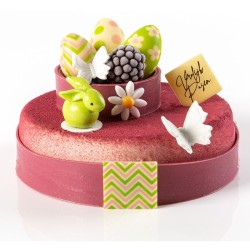 3 Uova 3D Verde / Rosa (3, 8 cm) - Cioccolato bianco. n1