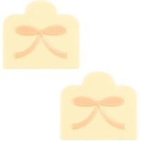 2 estremit del tronchetto di Natale con fiocco rosa (9 cm) - Cioccolato bianco