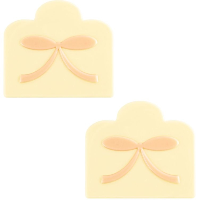 2 estremit del tronchetto di Natale con fiocco rosa (9 cm) - Cioccolato bianco 